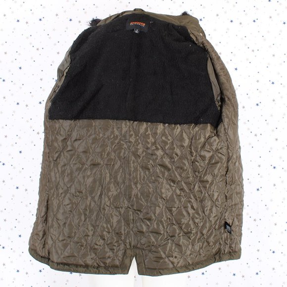 Olive Fur lined Hood Anorak Parka Padded Jacket - Picture 10 of 13